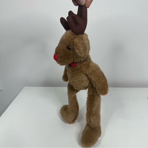 VTG Wang's International Reindeer Long Legs Plush 15" Decor Christmas Red Nose - Picture 10 of 12